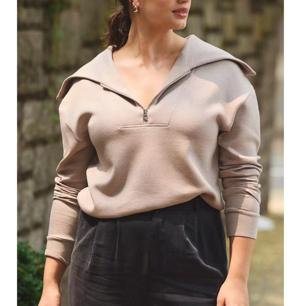Varley Yates Half-Zip Sweat Sweatshirt Taupe Marl 2X
